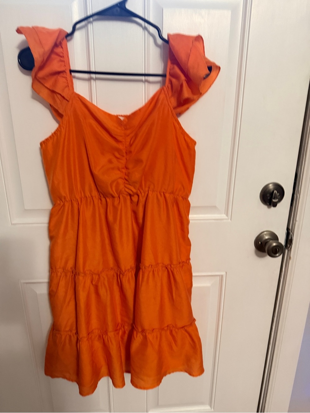 Altar'd State Orange Ruffle-Sleeve Tiered Sundress